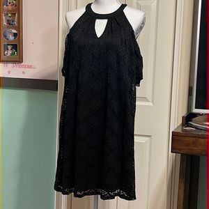 Black lace overlay dress